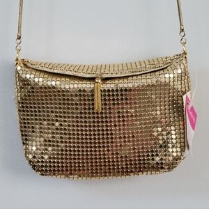 NWT Jessica Stevens Gold Metal Mesh Clutch Y2K Festival Cocktail Formal